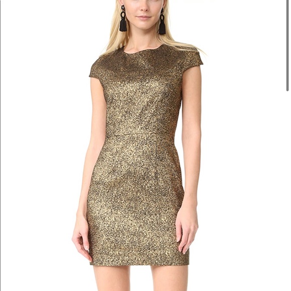 DVF Hadlie Two Gold/Black Mini Dress - Picture 1 of 8